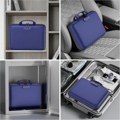 DocSafe Fireproof File Organizer with Lock, Hard-Shell Case Fireproof Document Box with 13 Pocket Accordion File Folder, Portable Home Office Travel Safe Storage for Important Documents Laptop Beige