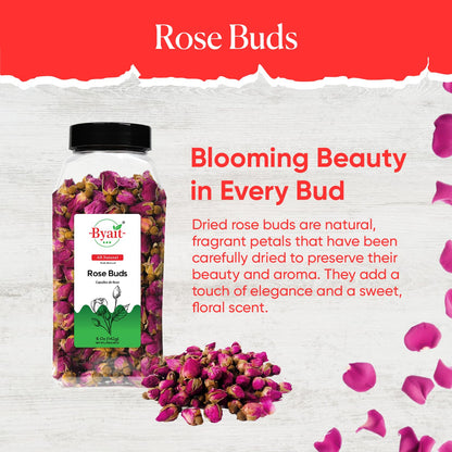 Byait Freeze Dried Rose Buds 5 Oz, Approx. 320 Whole Buds