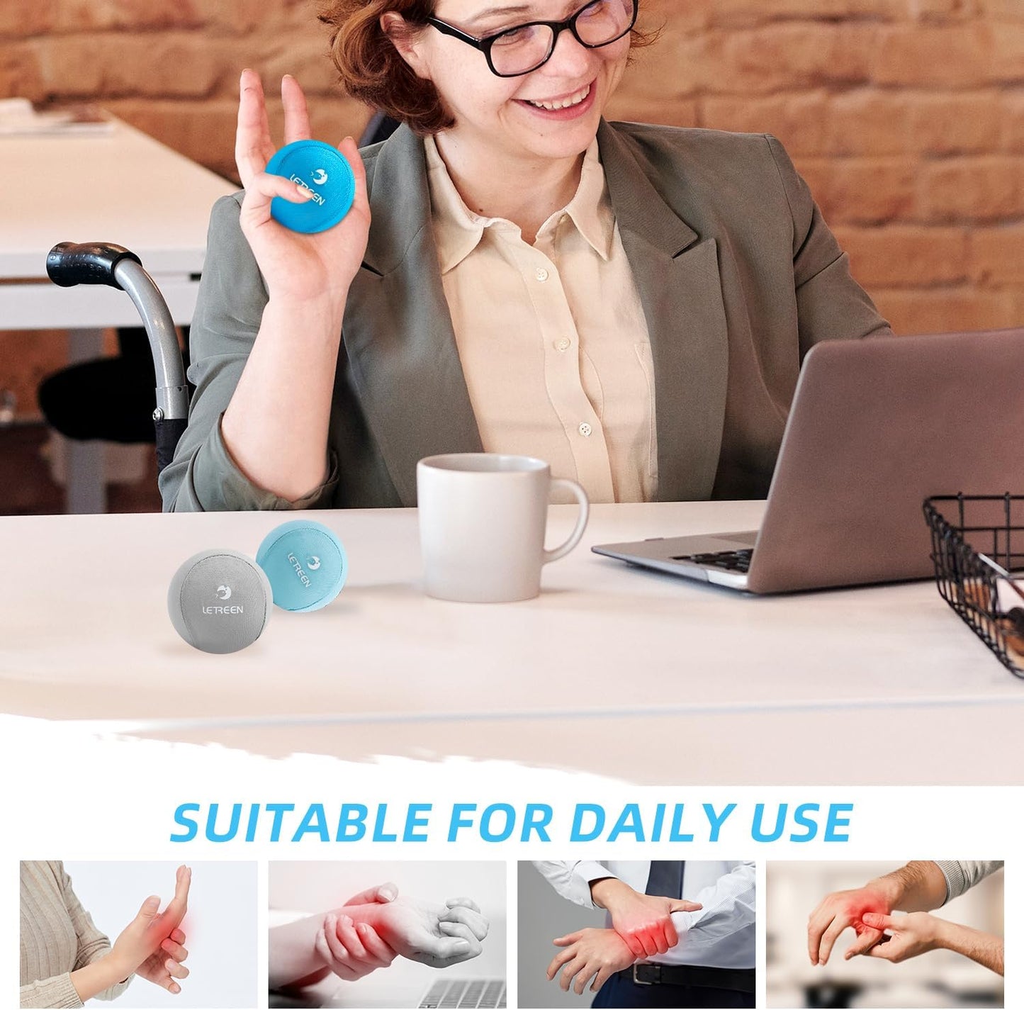 Stress Ball, Tri-Density Stress Balls for Adults & Grip Strengthening, Squeeze Balls for Hand Therapy, Squishy Stress Ball, Hand Strengthener Ball, Hand Balls for Therapy