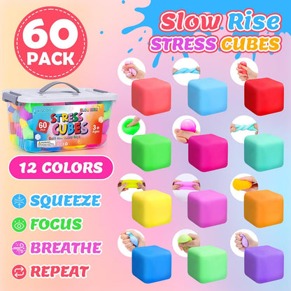 12 Pack Slow Rising Stress Ball,Stress Balls for Kids Adults,Stretchy Fidget Toys for Stress Relief,Hand Therapy Sensory Squishy Ball, Squishy Toys for Kids, Classroom Prize Box Party Favors