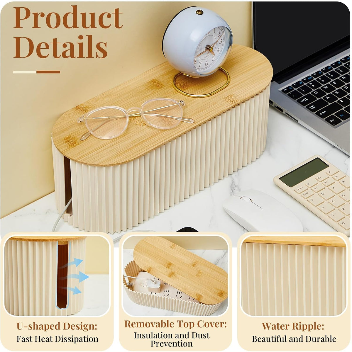 2 Pcs Cable Management Box, Fits Most Power Sockets, 11.8x5.1x4.3 in
