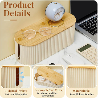 2 Pcs Cable Management Box, Fits Most Power Sockets, 11.8x5.1x4.3 in