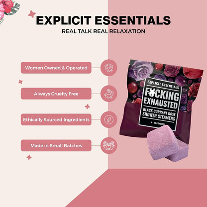 Explicit Essentials B Relax Shower Steamers | Lavender Mint Aromatherapy Shower Steamers for Relaxation & Stress Relief | Spa Shower Gift for Self-Care, Birthdays & Holidays