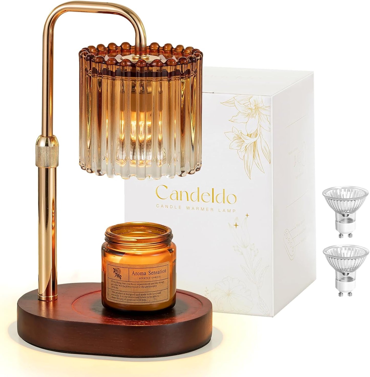 Candeldo Candle Warmer Lamp with Timer: Black Candle Warming Lamp Height Adjustable Wax Melt Warmer Dimmable Modern Farmhouse New Home Bedroom Decor Mothers Day Housewarming Gift for Women