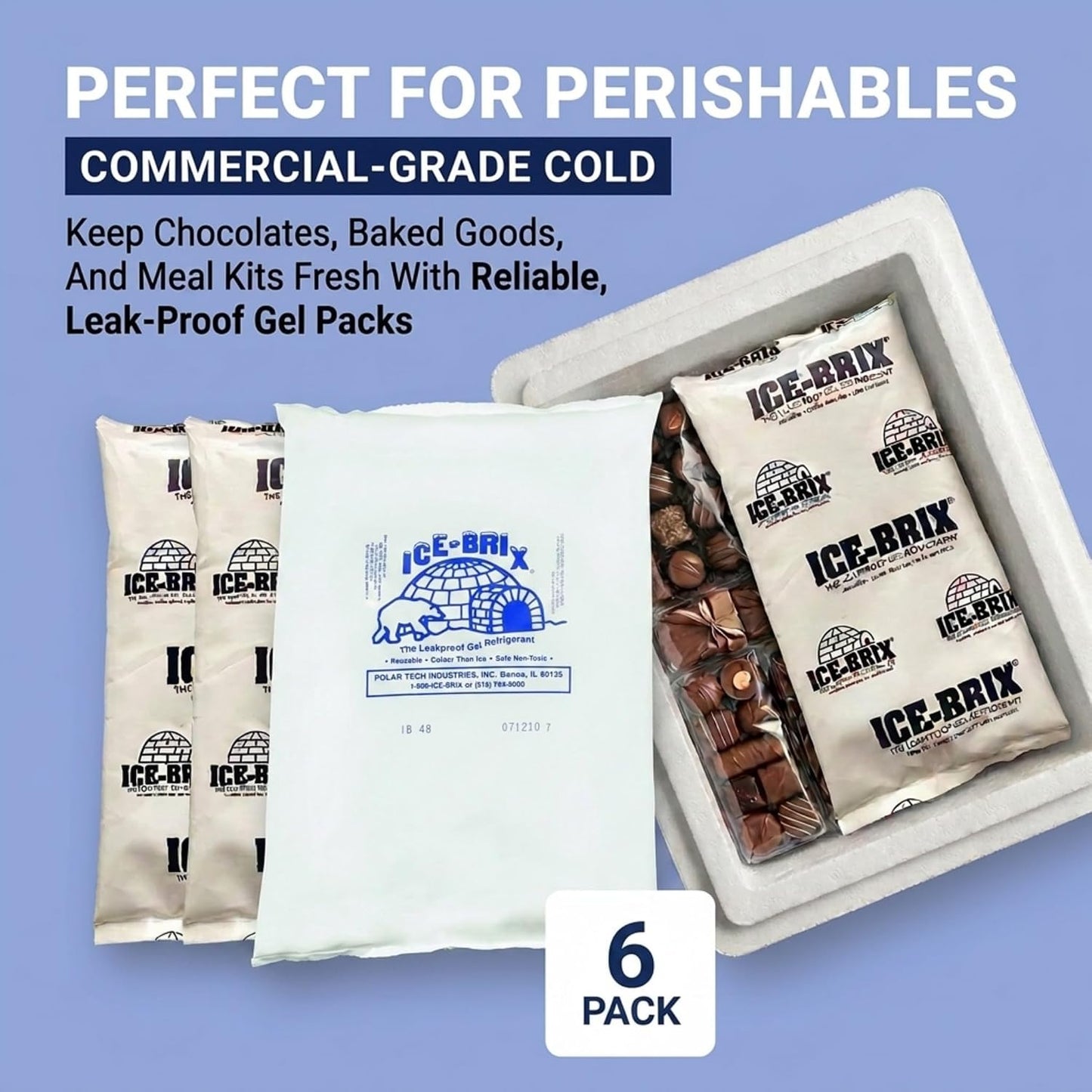 ICE-BRIX Reusable Gel Ice Packs for Shipping, 5 x 2.75 x 0.75 in, 3 oz White (96 Pack) - Compact Cold Packs for GLP-1 Medication Mailers, Lunch Boxes, Small Coolers, Frozen Food & Perishables