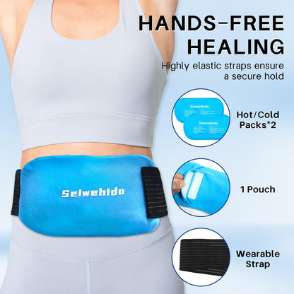 Ice Packs for Injuries Reusable Gel 2 Hot Cold Compress Therapy Pack with Adjustable Strap Soft Ice Wraps for Ankle Knee Leg Neck Shoulder Wrist Feet Back Pain Relief (Purple, Medium 10 x 5.5 Inch)