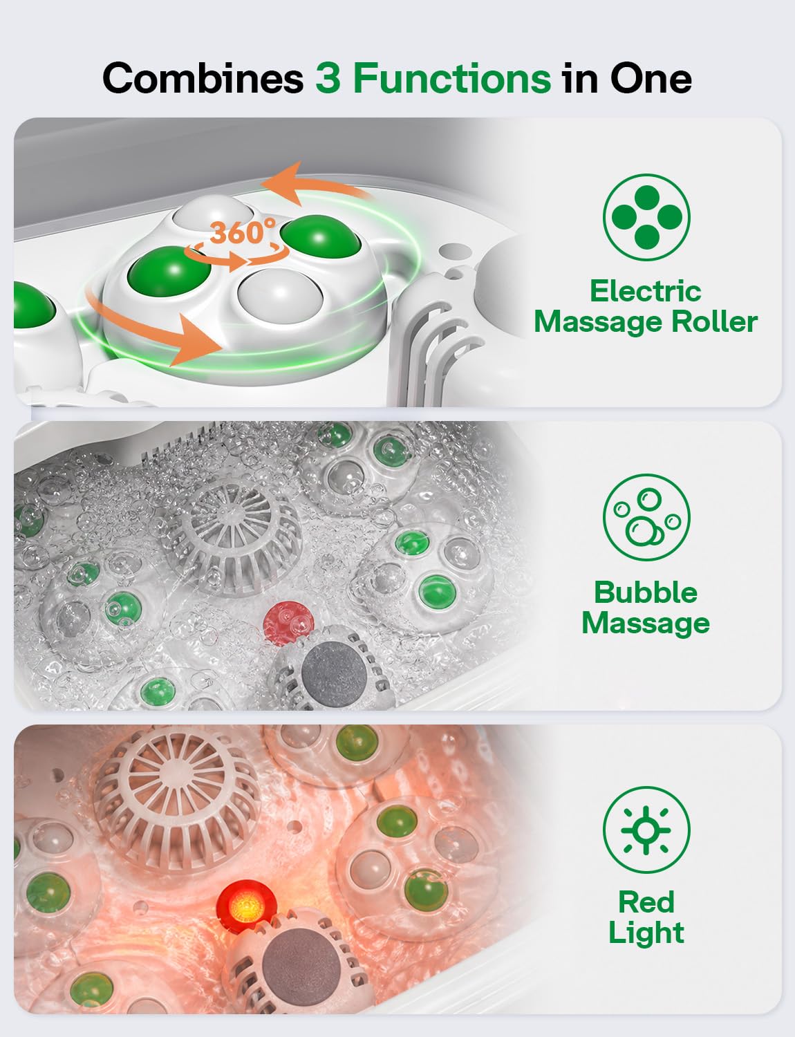 Medisana Collapsible Foot Spa, Foot Bath with Bubble, Heat, Red Light, Massage Rollers, Remote Control, Pedicure Foot Spa with 6 Motorized Rollers & 24 Massage Beads, Foot Soaking Tub for Relaxation