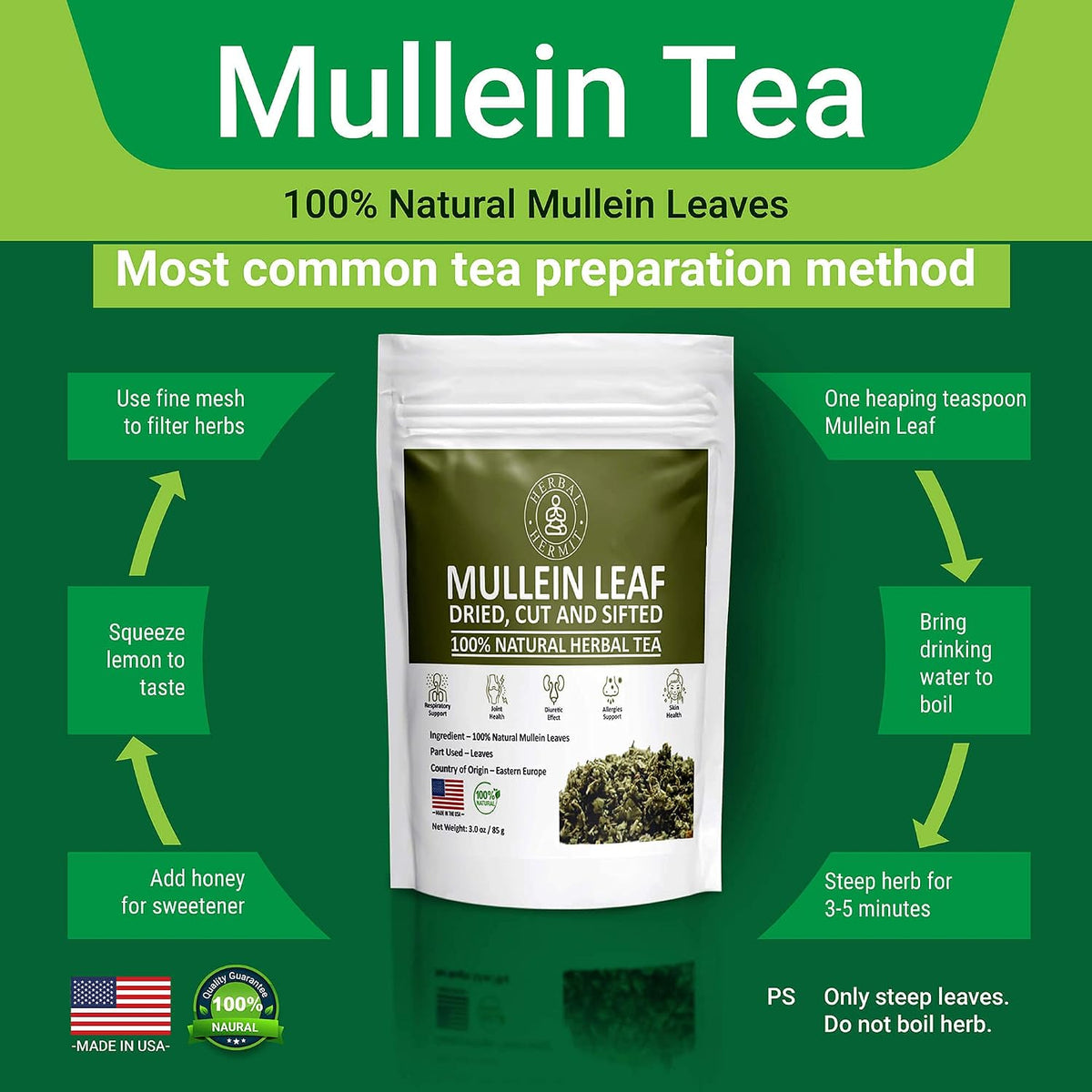 Mullein Leaf Tea, Loose Leaf, Respiratory & Lung Support Herbal Tea