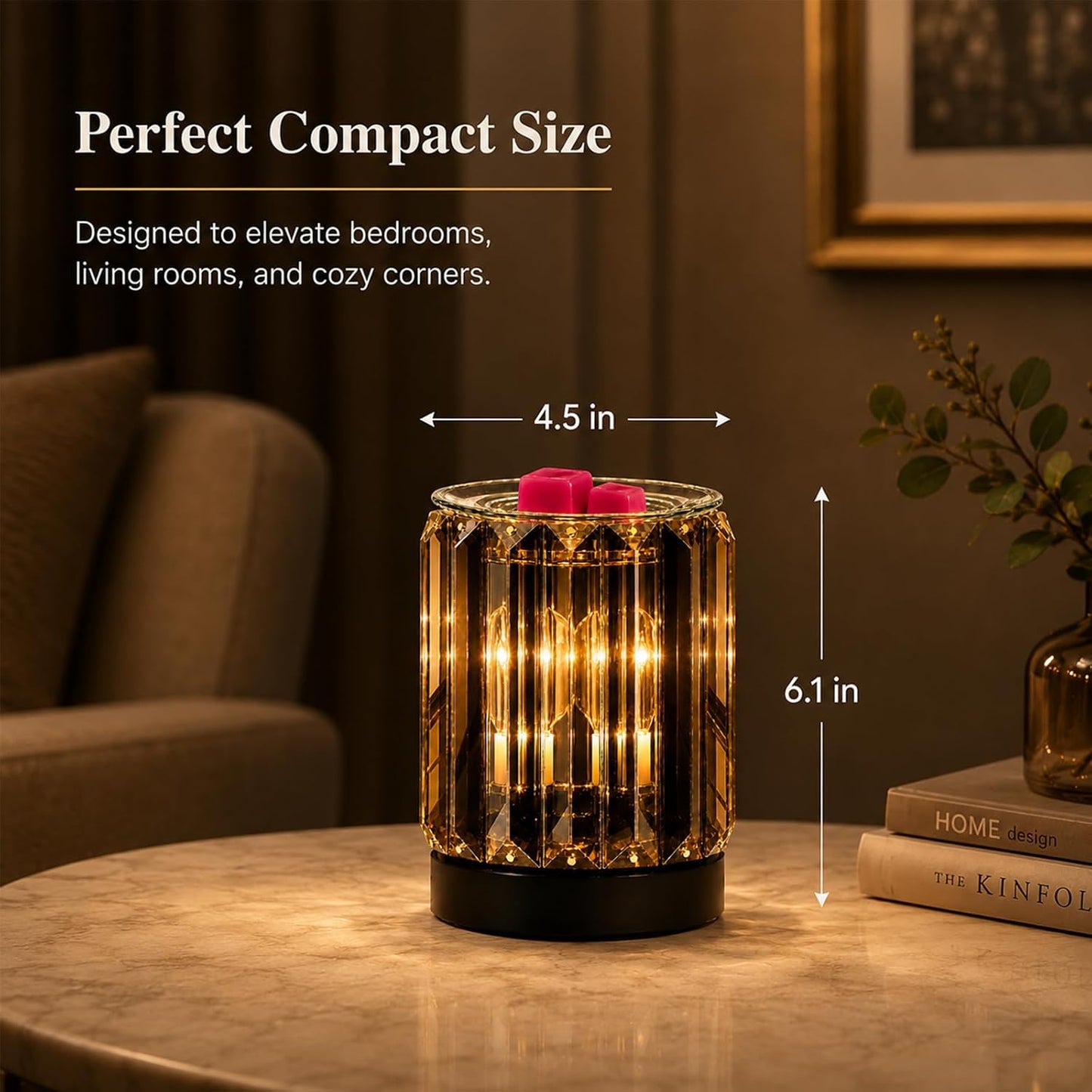 Melting Heater Electric Burning Wax Burner Electric Essential Oil Warmer Incense Wax Melt Warmer Night Light Aroma Decorative Lamp for Gifts & Decor(Golden)