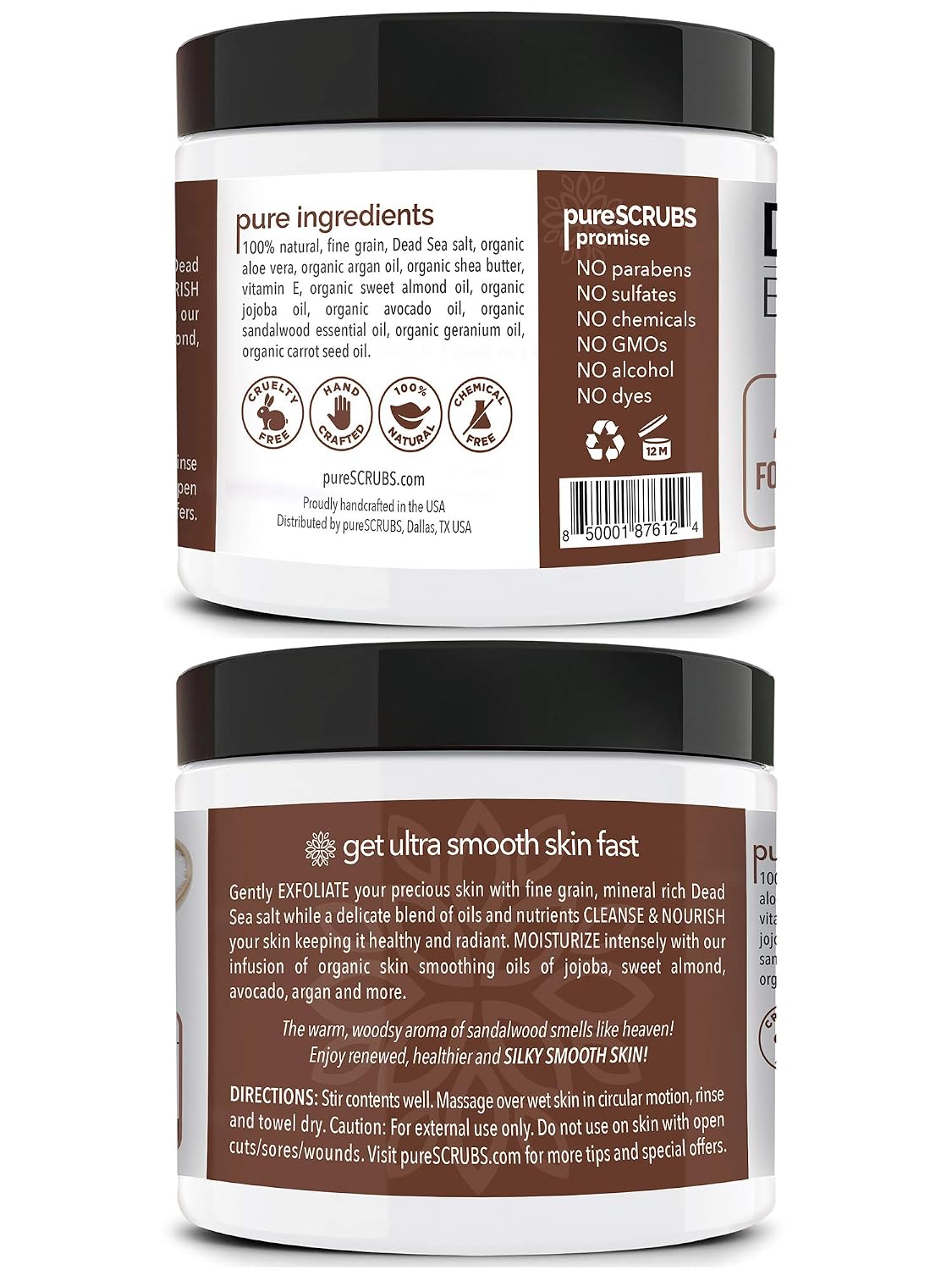 pureSCRUBS Premium Cucumber Body Scrub Set, Exfoliating Dead Sea Salt Scrub