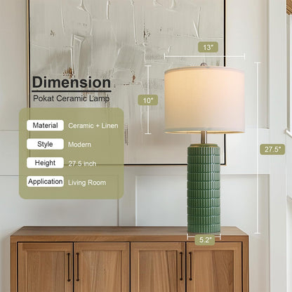 PoKat 23" Modern Ceramic Table Lamp Set of 2 for Living Room White Desk Lamps for Bedroom Farmhouse Bedside Nightstand Lamp House Warming Gifts New Home Decor End Table Lamps Gifts for Women Mom Beige