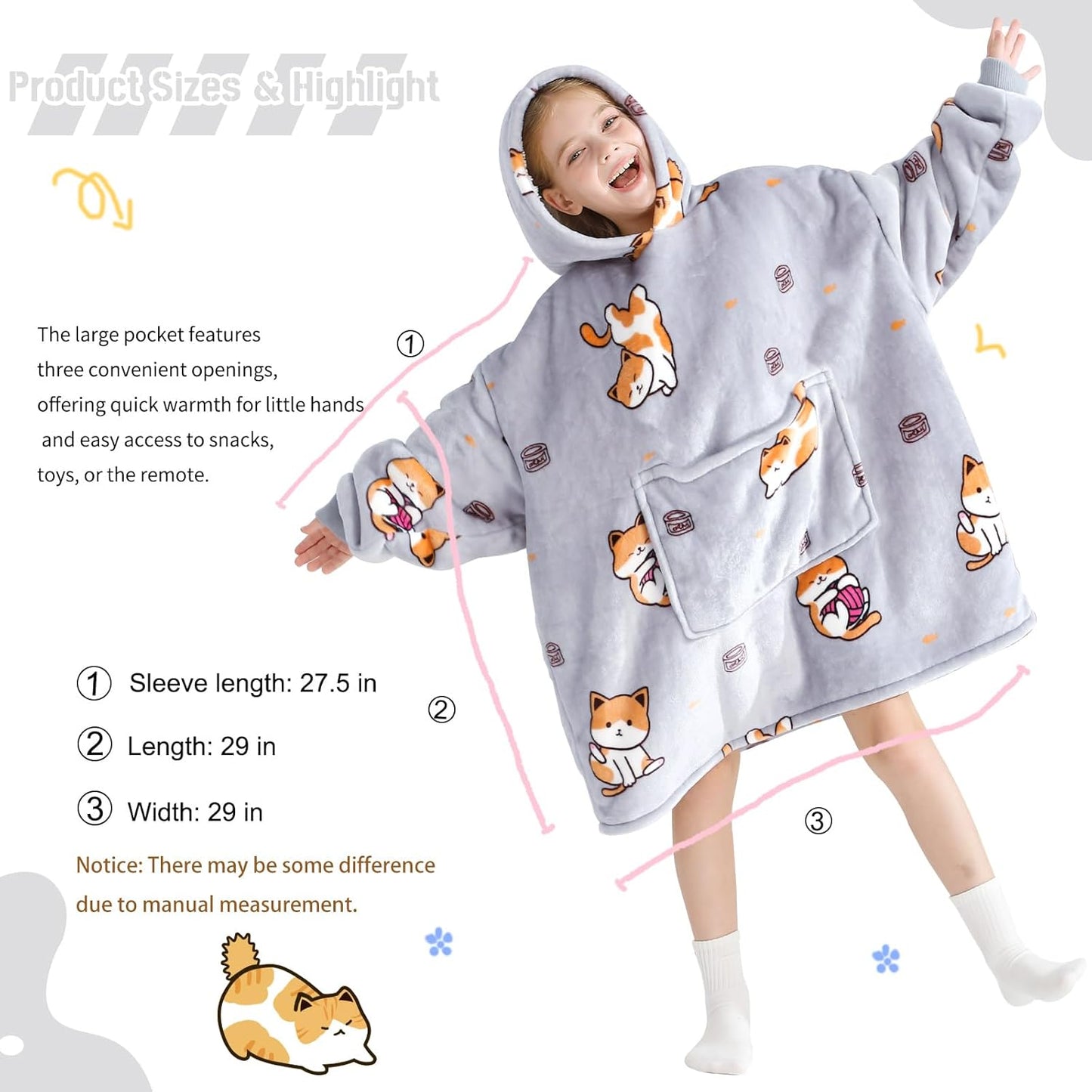 Aemilas Wearable Blanket Hoodie - Warm Sherpa Blanket Sweatshirt as Gifts for Adult Women Mom Men, One Size Fits All