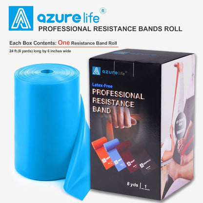 A AZURELIFE Professional Individual Exercise Resistance Bands, Single 5, 6,7 Ft or 8 Yards Elastic Bands, Non-Latex Stretch Bands for PT, Yoga, Pilates, Rehab, at-Home or The Gym Workouts
