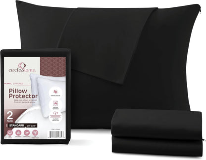 CirclesHome Pillow Protectors 4 Pack Standard Zippered - 100% Cotton Breathable Pillowcases - Protects Pillows from Dirt, Dust and Debri (Standard - Set of 4 - 20x26)