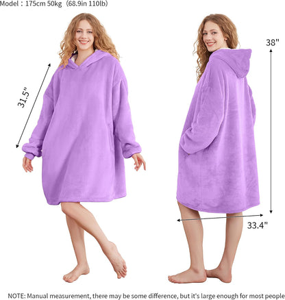 AmyHomie Wearable Blanket Hoodie for Adults & Teens,Oversized Sherpa Hooded Blanket,Warm Cozy Blanket Sweatshirt as Christmas Birthday Gifts for Women Men