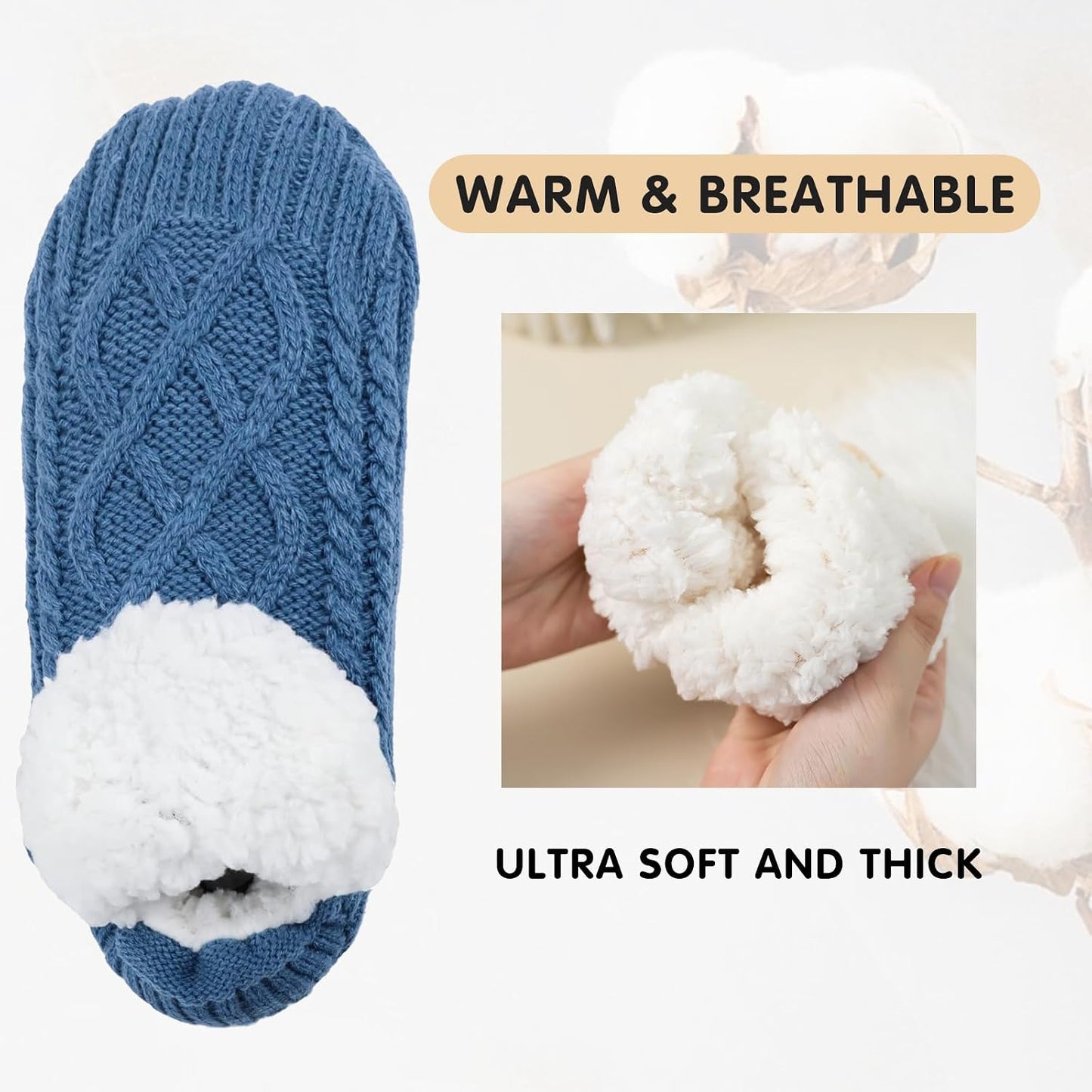 Unisex Fluffy Fuzzy Warm Slipper Socks for Men Women, Thick Fleece Lined Non-Slip Socks Indoor Floor