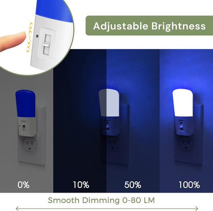 LOHAS-LED Amber Night Light, Dimmable Plug in Night Light with Light Sensor, Yellow Kids Nightlights, 5-80LM Sleep Light for Nursery, Bedroom, Bathroom, Hallway, Stairway, 2Pack
