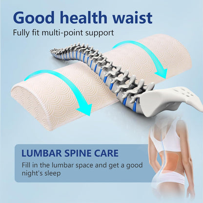 Cozyhealth - 3.15"H*23.6"L - Soft Lumbar Pillow for Sleeping, Memory Foam Back Lumbar Support Cushion for Lower Back Pain Relief Bed Waist Sleep Support Pillow for Side, Back Sleepers (White, Large)