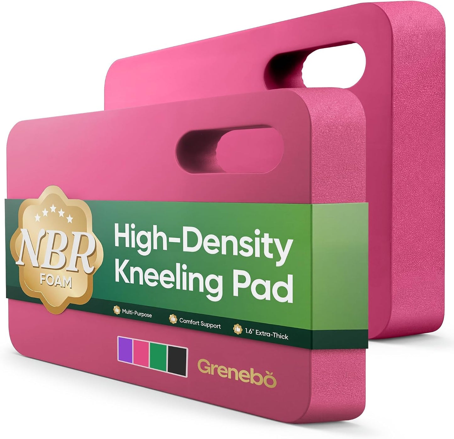 Grenebo 2-Pack 1.6" Extra Thick NBR Foam Garden Kneeling Pads, Ultra Soft Cushion Kneeling Pads for Gardening, Gardening Kneeling Pad for Baby Bathing, Work, Exercise, 17.3×11×1.6 in, Black