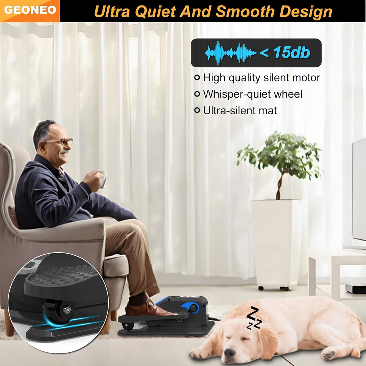 Under Desk Elliptical Machine, Electric Elliptical Exerciser for Senior, Quiet & Small Electric Seated Pedal Exerciser for Home with Monitor, Remote Control & 12 Adjustable Speeds