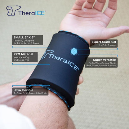 TheraICE PROpack Ice Pack for Injuries, Reusable Soft Multipurpose Cold Gel Ice Pack for Muscular Back Pain, Shoulder, Hip, Knee - Flexible Cold Compress Wrap for Minor Aches & Pains - 9 x 12