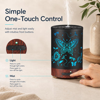 Essential Oil Diffuser, Ultrasonic Diffuser for Essential Oil, Cool Mist Humidifier Aromatherapy Diffuser with 7 Color Lighting Changing Modes, Waterless Auto Shut-Off for Home（Flower Fairy）