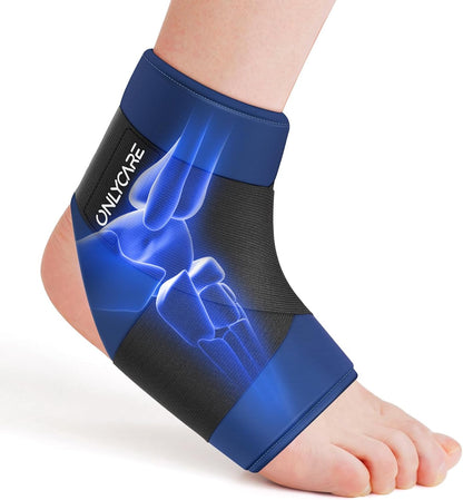 ONLYCARE Ankle Ice Pack Wrap for Swelling, Upgraded Gel Ice Pack Reusable, Hot Cold Therapy, Cold Pack for Sprained Ankle Injuries, Achilles Tendonitis, Plantar Fasciitis