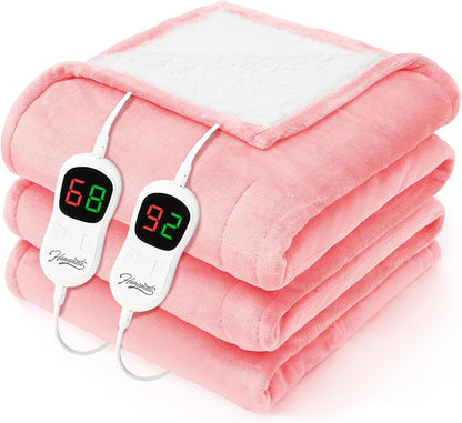 Homemate Electric Heated Blanket Twin - 62"x84" Heating Bed Blankets Throw with 10 Heating Levels 8 Hours Auto Off Fast Heating Over-Heated Protection Ultra Soft Warm Flannel ETL Certified Grey - Colors B