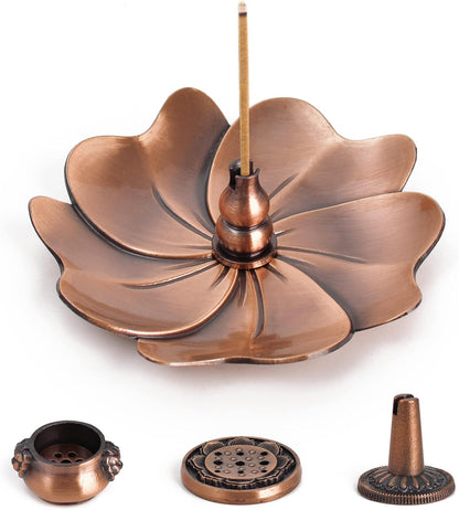 Incense Burner, Copper Incense Holder Cone Holder Gourd Incense Burner for Joss Stick, Tower Incense, Incense Coil (3 Styles)