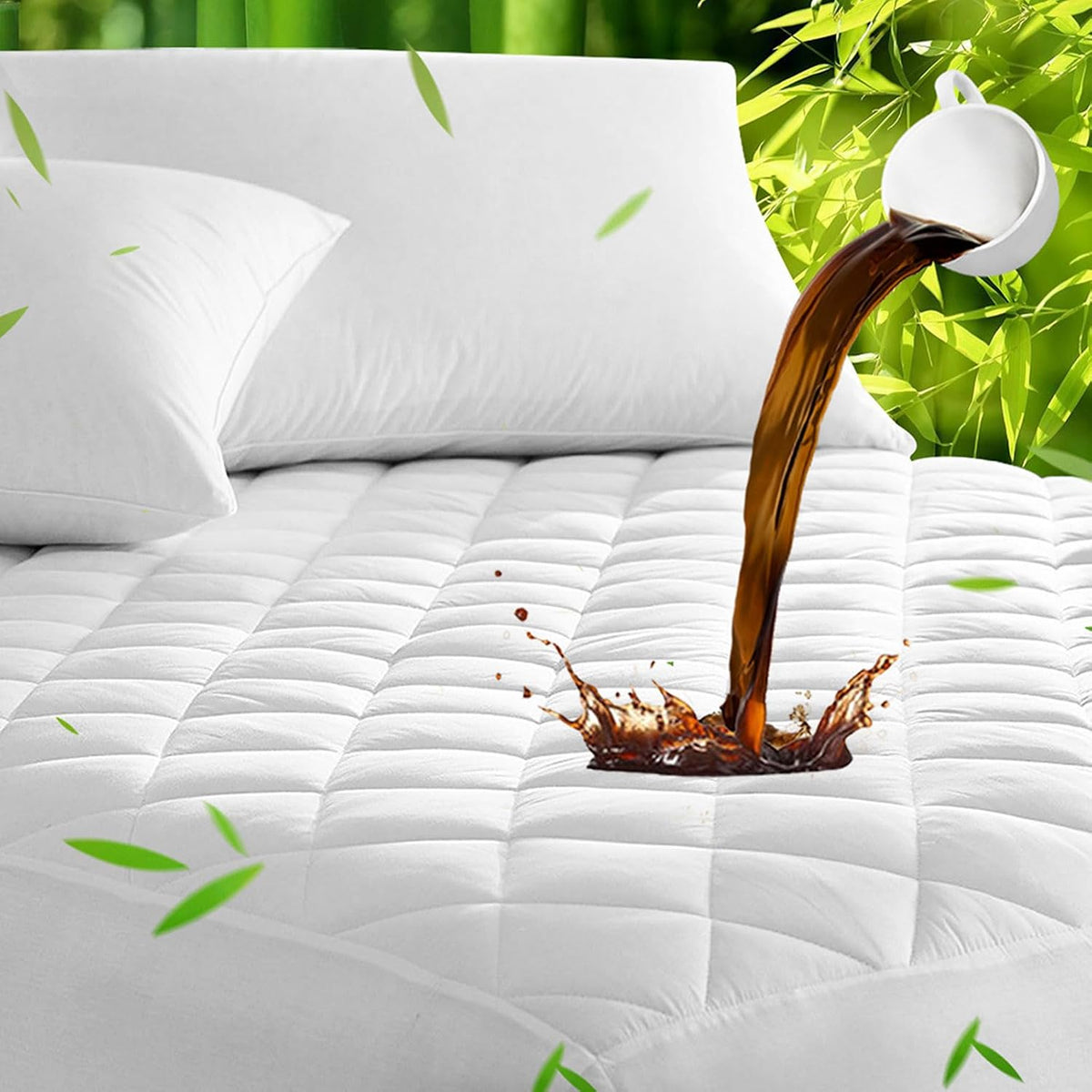 UNILIBRA Queen Mattress Protector Waterproof, Deep Pocket Mattress Pad Cover Fits to 6''-21'', Breathable Hollow Cotton Filling Quilted Mattress Protector for Queen Size