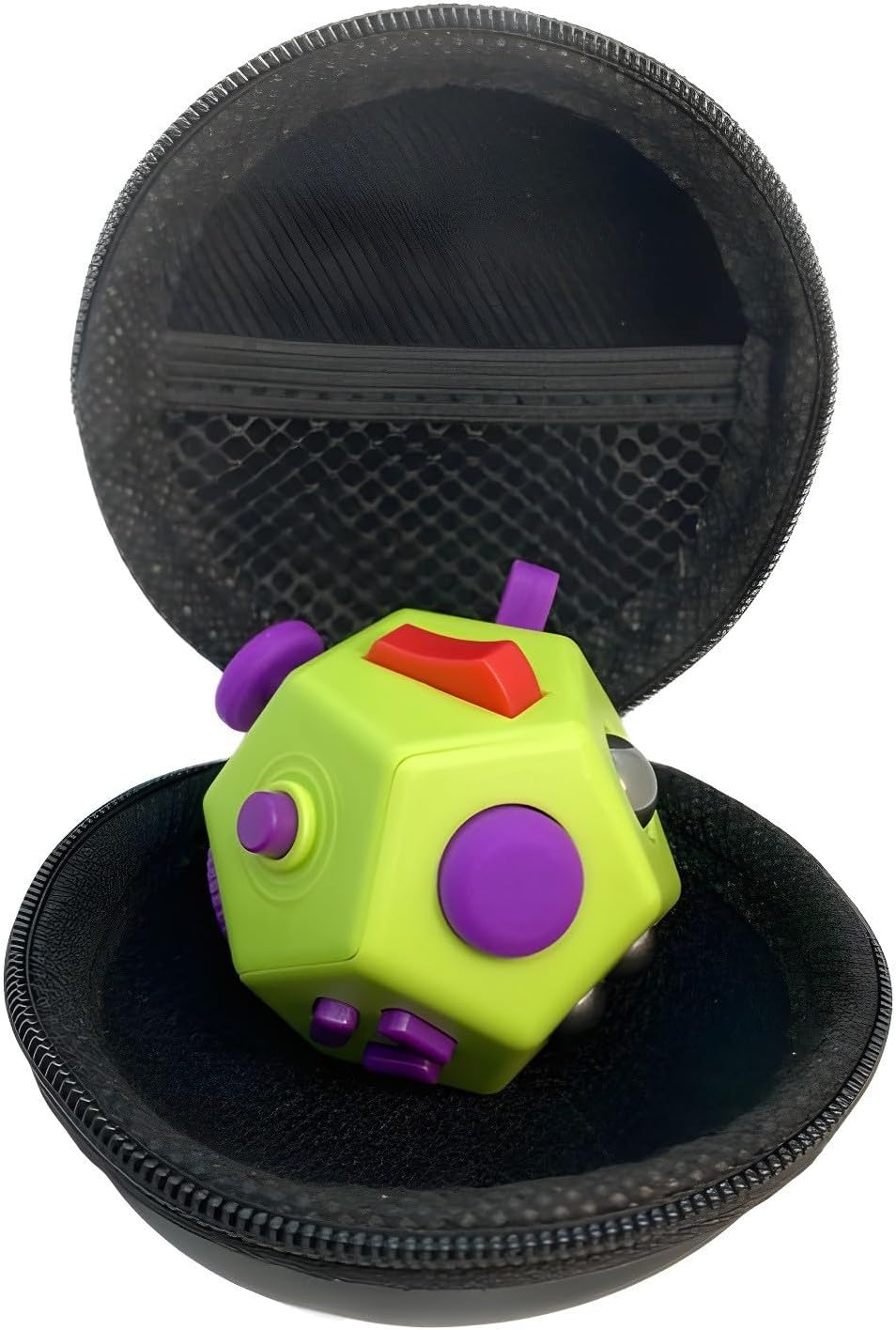 Small Fidget Toys Cube, Small Fidget Toy - 12 Sides Decompression Cube Anti Anxiety and Relief Stress Improve Focus Creative Unique Fidget Toy for Kids and Adults, with Carry Case(Black E1)