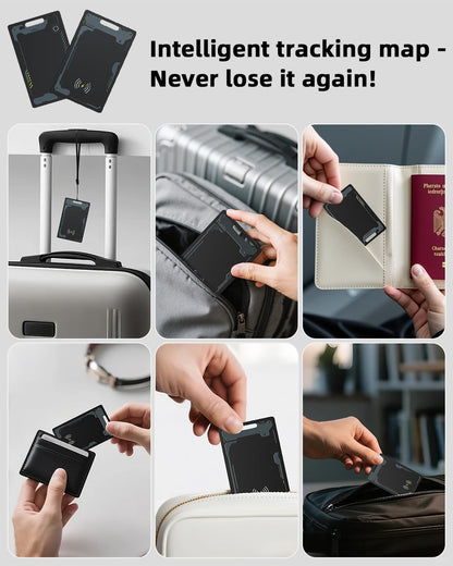 CooAoo Wallet Tracker Card Android, IP68 Waterproof Smart Card Luggage Tracker Compatible with Google Find Hub (Android Only), Rechargeable Item Locator Finder, Slim Tracking Card for Wallet, Black