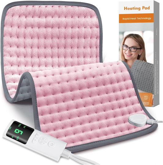 Heating Pad for Back Pain Relief, Heating Pads for Period Cramps with 9 Heat Settings & 4 Timers Auto-off, Machine Washable, Dry & Moist Heat, Soft Electric Heating Pad for Sore Muscles,Gift,12''×24''