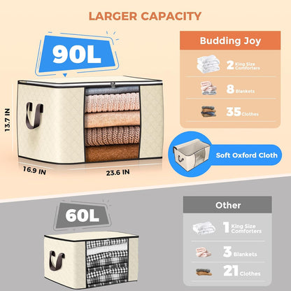 90L Large Storage Bags, Clothes Storage Bins Closet Organizers