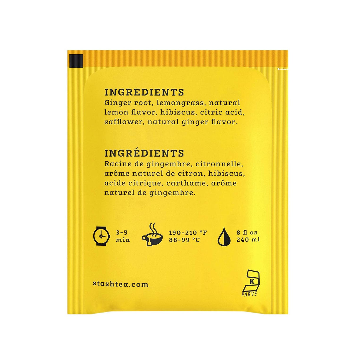 Stash Tea Lemon Ginger Vitality Herbal Tea - Naturally Caffeine Free, Non-GMO Project Verified Premium Tea with No Artificial Ingredients, 20 Count (Pack of 6) - 120 Bags Total