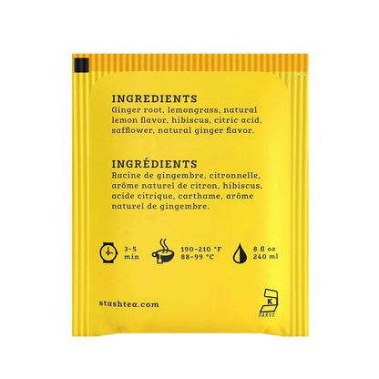 Stash Tea Lemon Ginger Vitality Herbal Tea - Naturally Caffeine Free, Non-GMO Project Verified Premium Tea with No Artificial Ingredients, 20 Count (Pack of 6) - 120 Bags Total