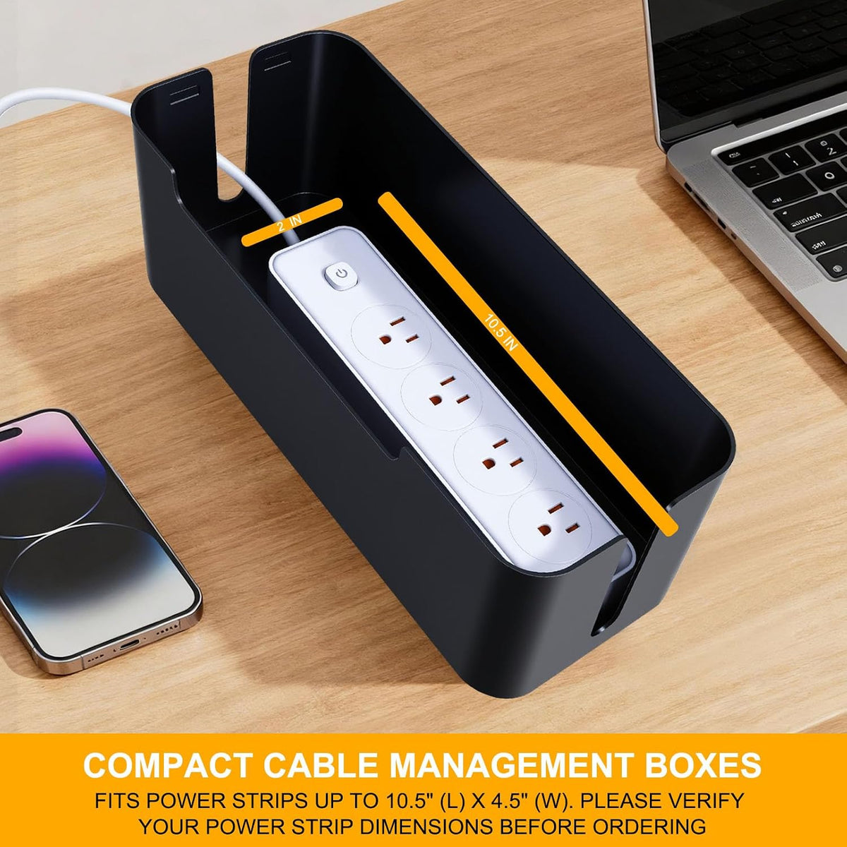 Eichzer Cable Management Box with Lid, Three Entry/Exit Slots, White