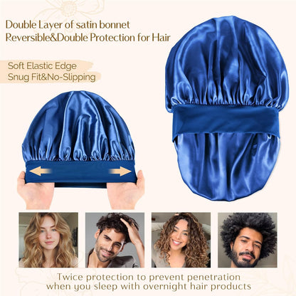YANIBEST Silk Bonnet for Men Women Hair Bonnet for Sleeping Double Layer Satin Bonnet for Natural Curly Hair Unisex Sleep Cap
