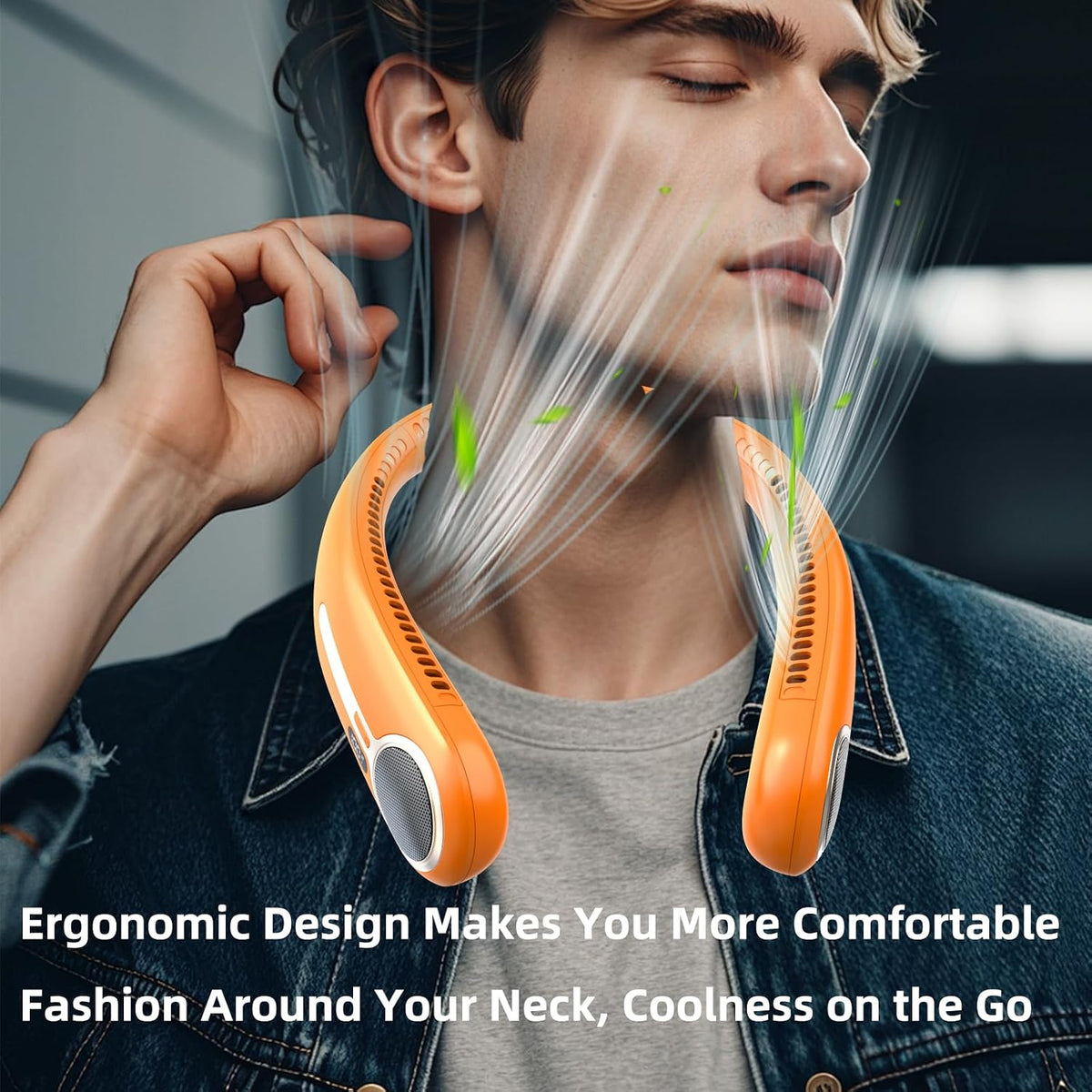 Portable Neck Fan, Personal Wearable Bladeless Fan, 6000mAh USB Rechargeable, 360° Airflow, LED Display, 4-Speeds, Hands Free Fan for Outdoor Indoor, Birthday Gifts for Men Women Dad Mom (Black)