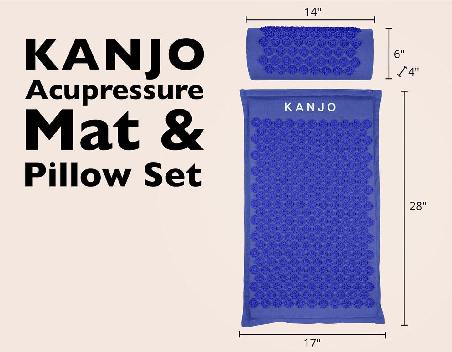 Kanjo Acupressure Mat and Pillow Set for Back Pain Relief & Neck Pain Relief, with Pressure Points for Muscle Pain Relief with Travel Bag - Black XL