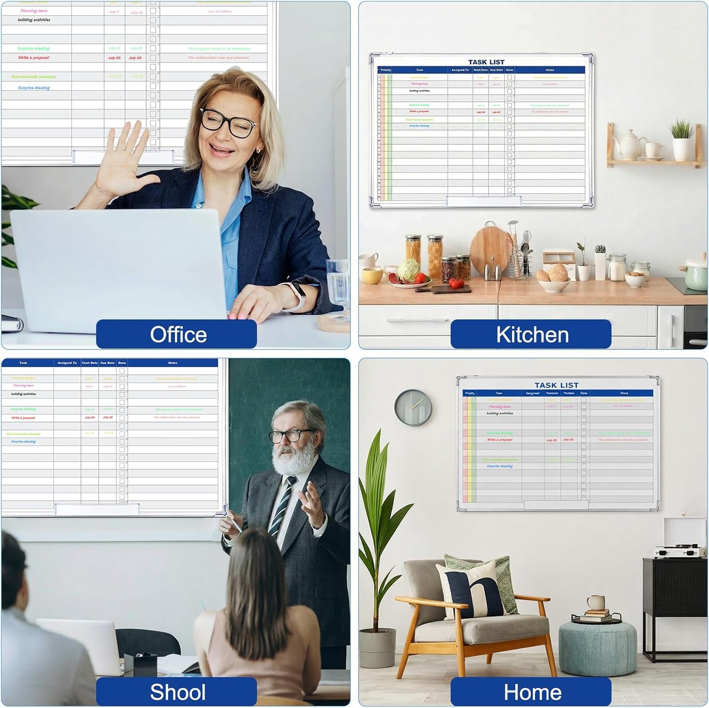 Lincia Double Sided Magnetic Maintenance Task Whiteboard Large Dry Erase 36 x 24 Inch Erasable Task Planner White Board for Wall Employee Assignment Tracker for Office Managing and Tracking Tasks