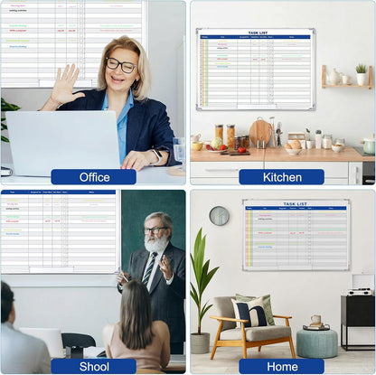 Lincia Double Sided Magnetic Maintenance Task Whiteboard Large Dry Erase 36 x 24 Inch Erasable Task Planner White Board for Wall Employee Assignment Tracker for Office Managing and Tracking Tasks