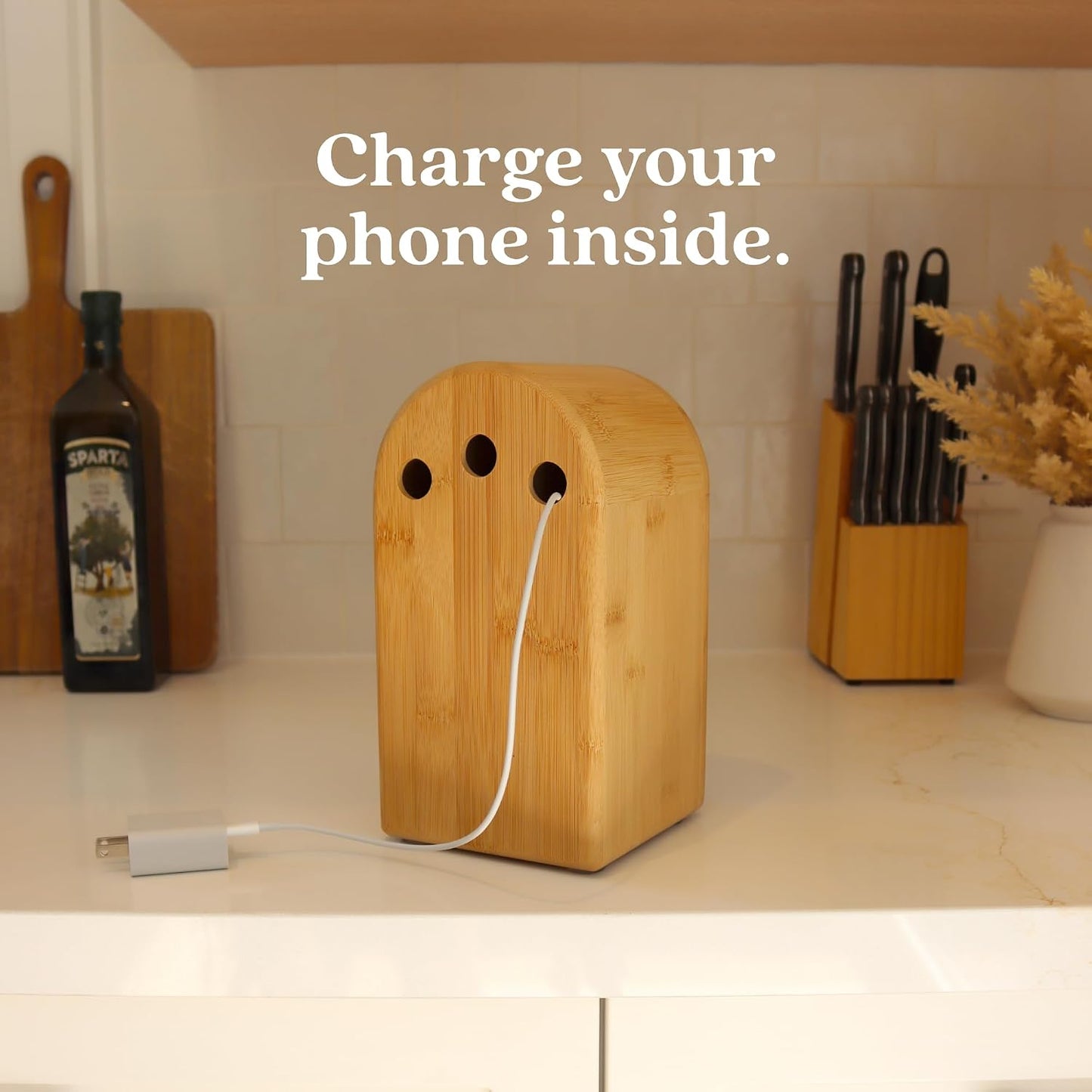 Papaya The Phone Box, Cell Phone Box for Family Time, Premium Bamboo Wood