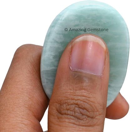 Amazing Gemstone Labradorite Thumb Worry Stone, Anxiety Stone, Healing Crystals - Piedra Crystal Fidget for Gift, Meditation, Calming, Relaxation, Stress Relief - Colors A