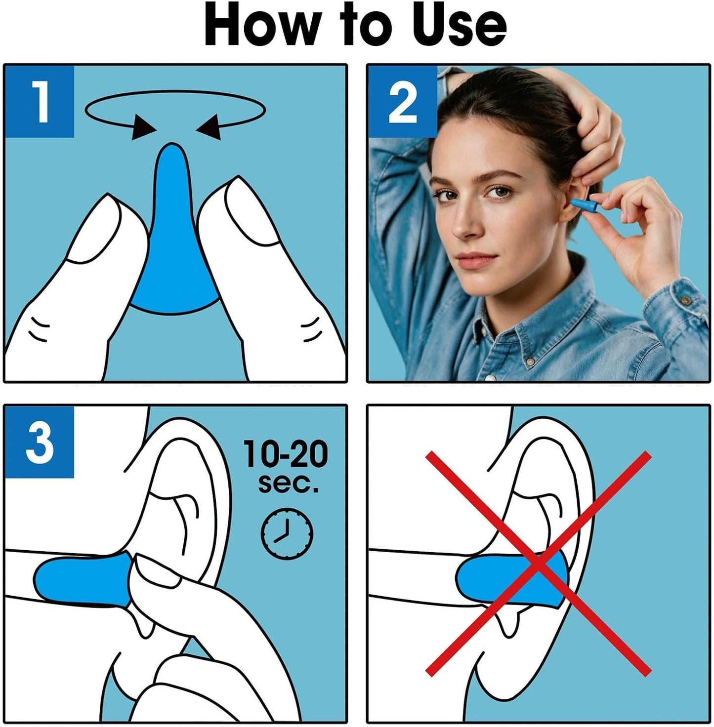 AZEN 100 Pairs Ear Plugs Bulk, NRR 32dB Soft Foam Ear Plugs for Sleeping Noise Cancelling, Earplugs for Concerts Shooting Swimming Noise Reduction (Lake Blue)