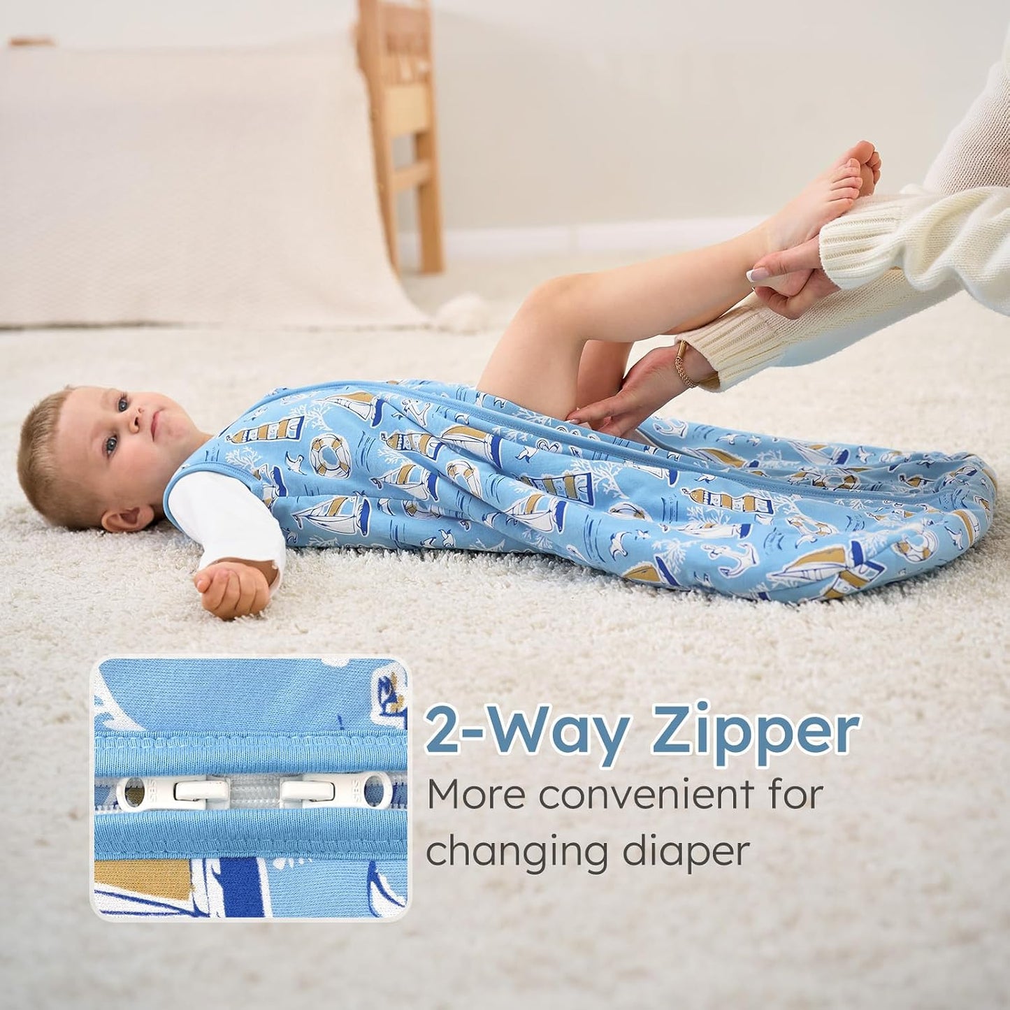 Yoofoss Baby Sleep Sack Baby Wearable Blanket 100% Cotton 2-Way Zipper Toddler Sleeping Sack