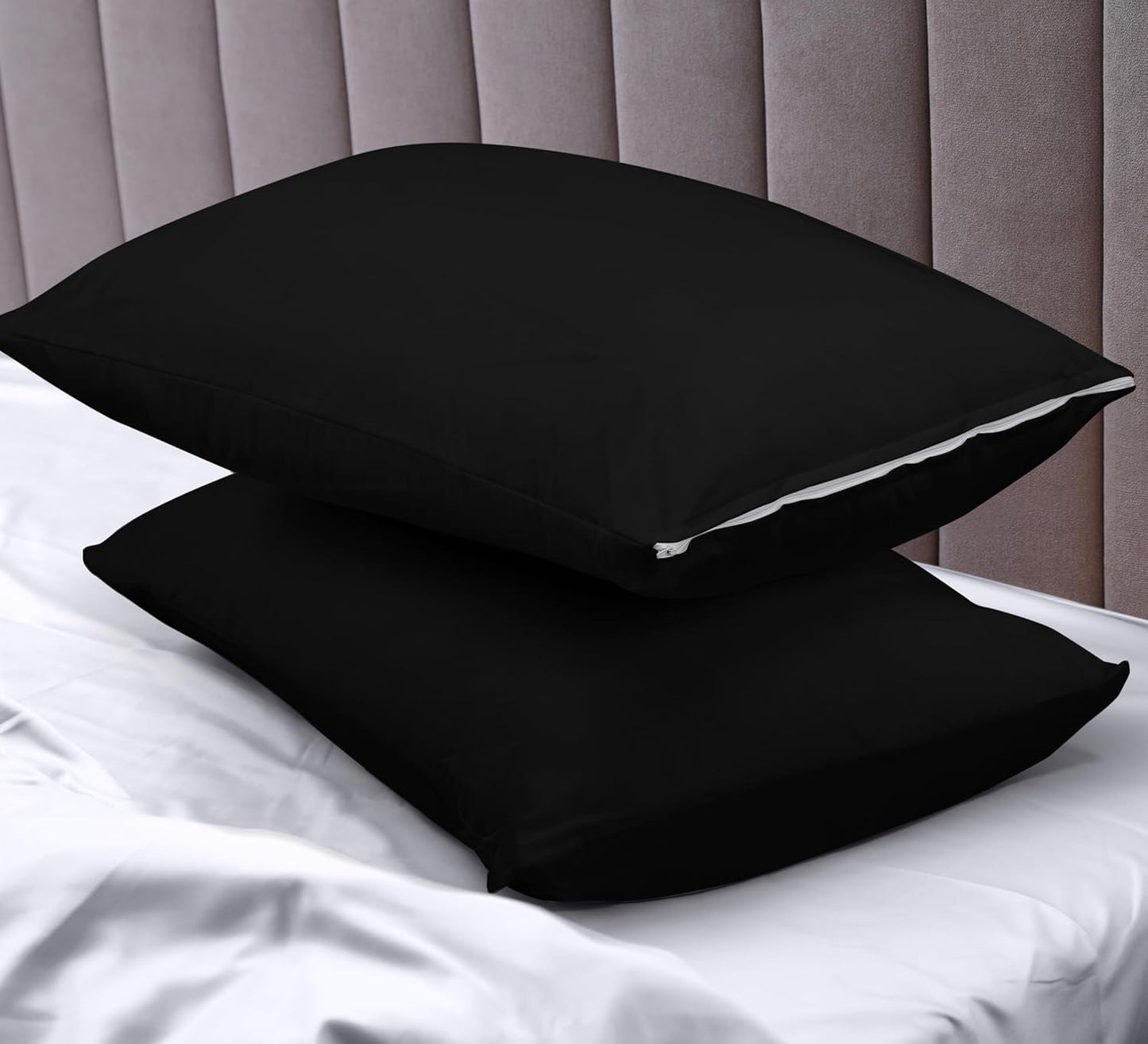 Utopia Bedding Premium 100% Waterproof Pillow Protectors with Zipper Standard Size (Set of 4), Bed Bug and Dust Mite Proof Zippered Pillow Covers, Pillow Encasement Cases, Gray