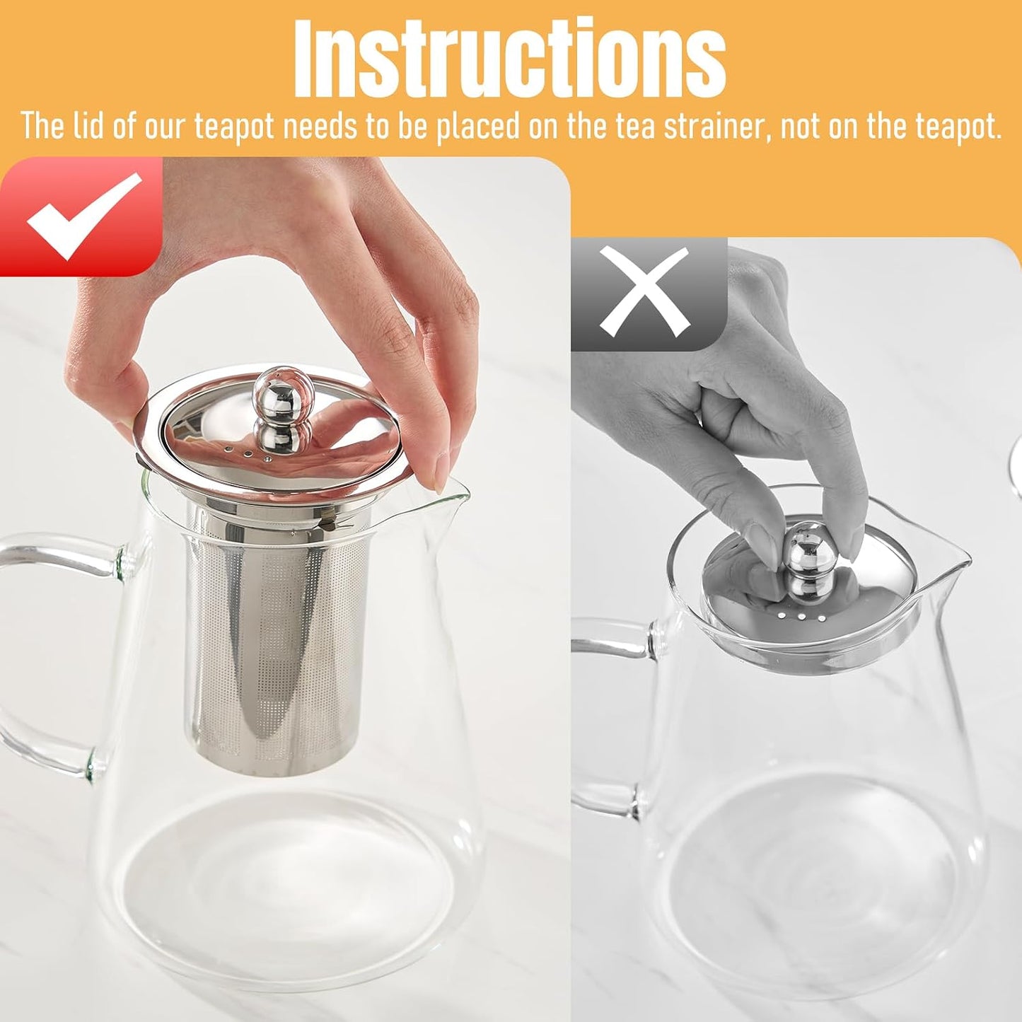Baalaka Glass Teapot Stovetop 20 OZ/600ml, Tea pot with Removable 18/8 Stainless Steel Infuser, Borosilicate Clear Tea Kettle, Teapot Blooming and Loose Leaf Tea Maker Tea Brewer for Camping, Travel