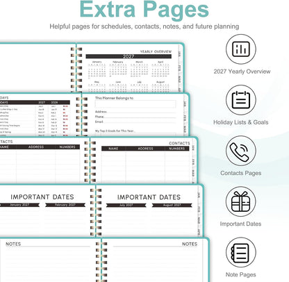 Planner 2026-2027, Weekly and Monthly Calendar Planner, JUL 2026 - JUN 2027 - Colors B