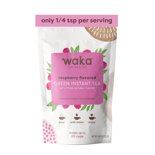 Waka Instant Raspberry Green Tea Powder, 0.45 oz Travel Pack